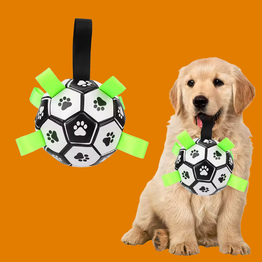 Ballon de football pour chien avec languettes